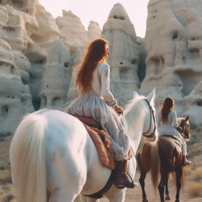 Melysid_A_red-haired_girl_riding_a_white_horse_amo