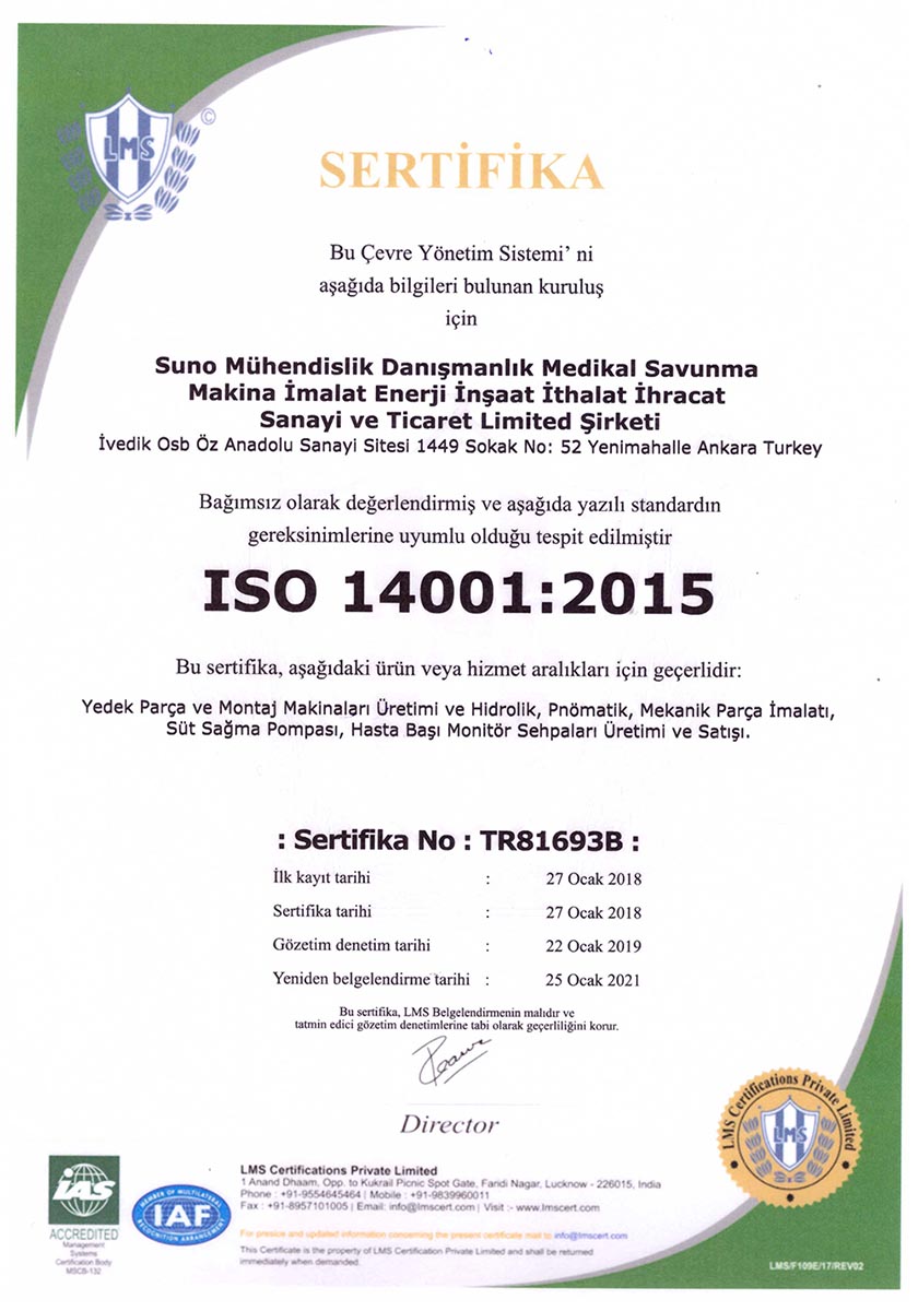 ISO 14001 Çevre Yönetimi Belgesi