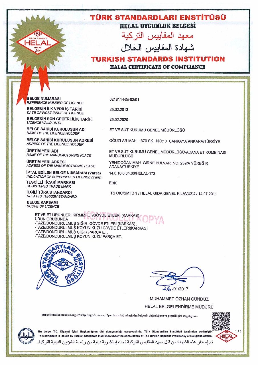 Helal Gıda Sertifikası