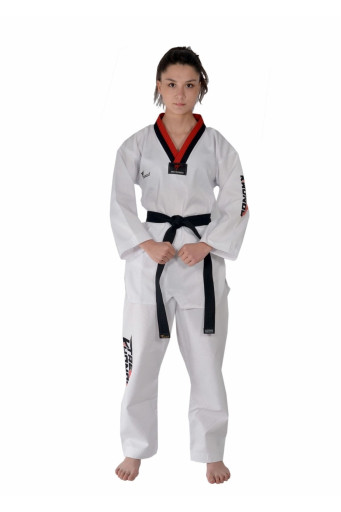 Taekwondo Elbisesi Kırmızı Siyah Yaka Dobok